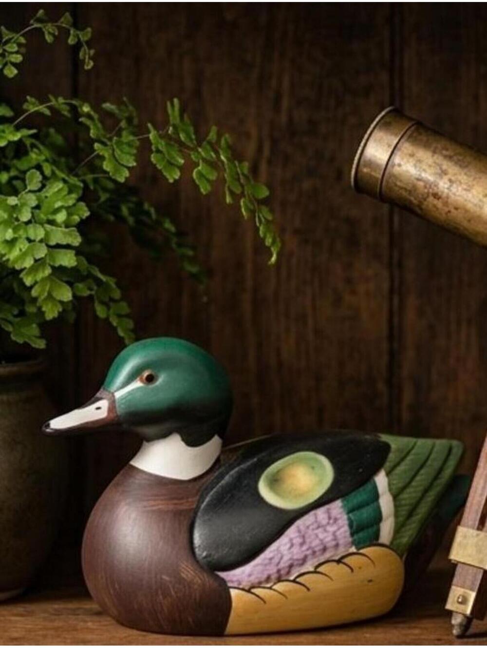 Vintage Hand Painted Ceramic Mallard Duck Figurine Matte Finish 6"